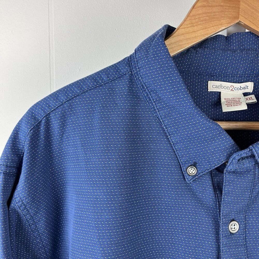 Carbon 2 Cobalt Pointillism Button Down Shirt Mens‎ XXL Blue Micro Dot Cotton